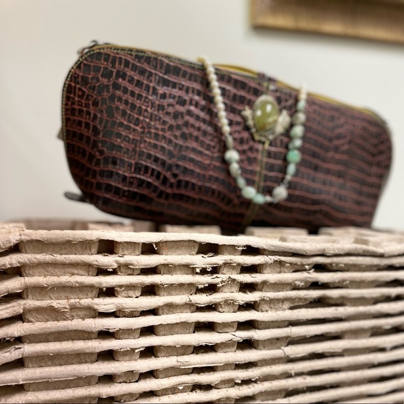 Unisex Italian croco leather NEW Vintage different piece of Art made as a BAG - Picture 4 of 4